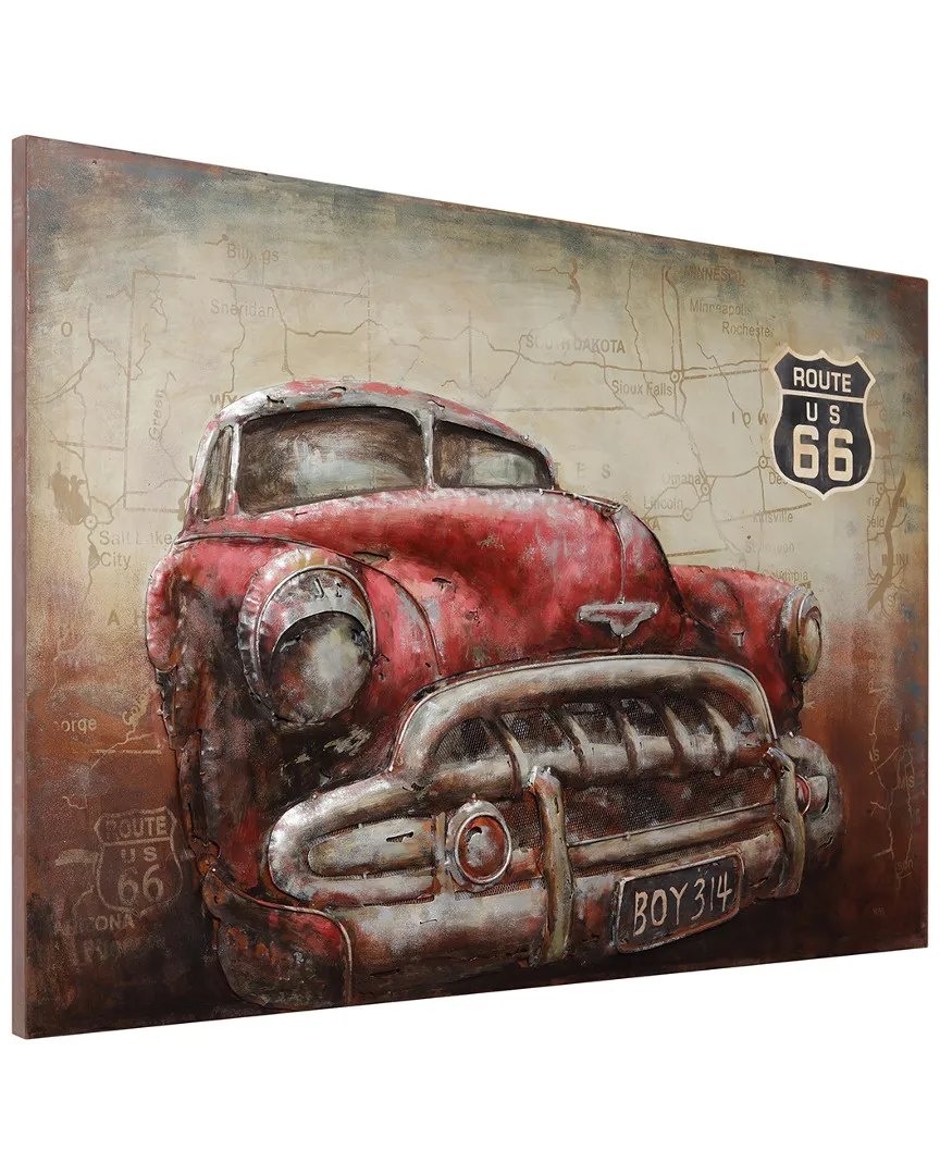 Red Car Metal Wall Sculpture - Red