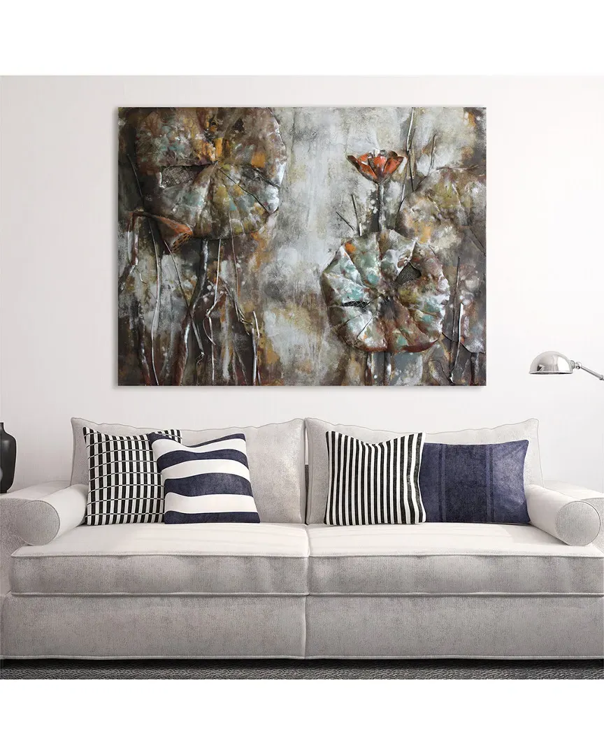 Water Lilly Pads 1 Metal Wall Sculpture - Hand Painted Iron image