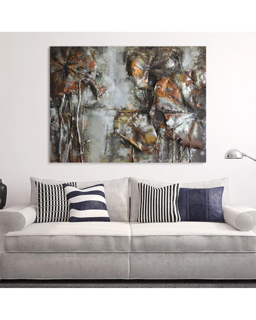 Water Lilly Pads 2 Metal Wall Sculpture - Hand Painted Iron