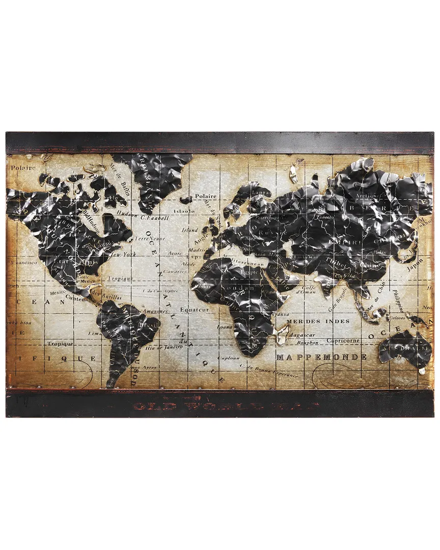 World Map 2 Metal Wall Sculpture - Iron
