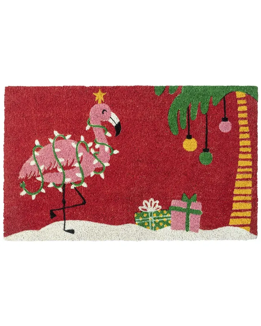 Christmas Flamingo Coir Doormat - Multi image
