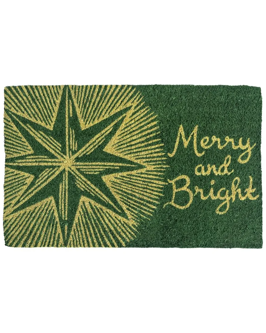 Williamsburg Merry And Bright Star Handwoven Doormat - Green image