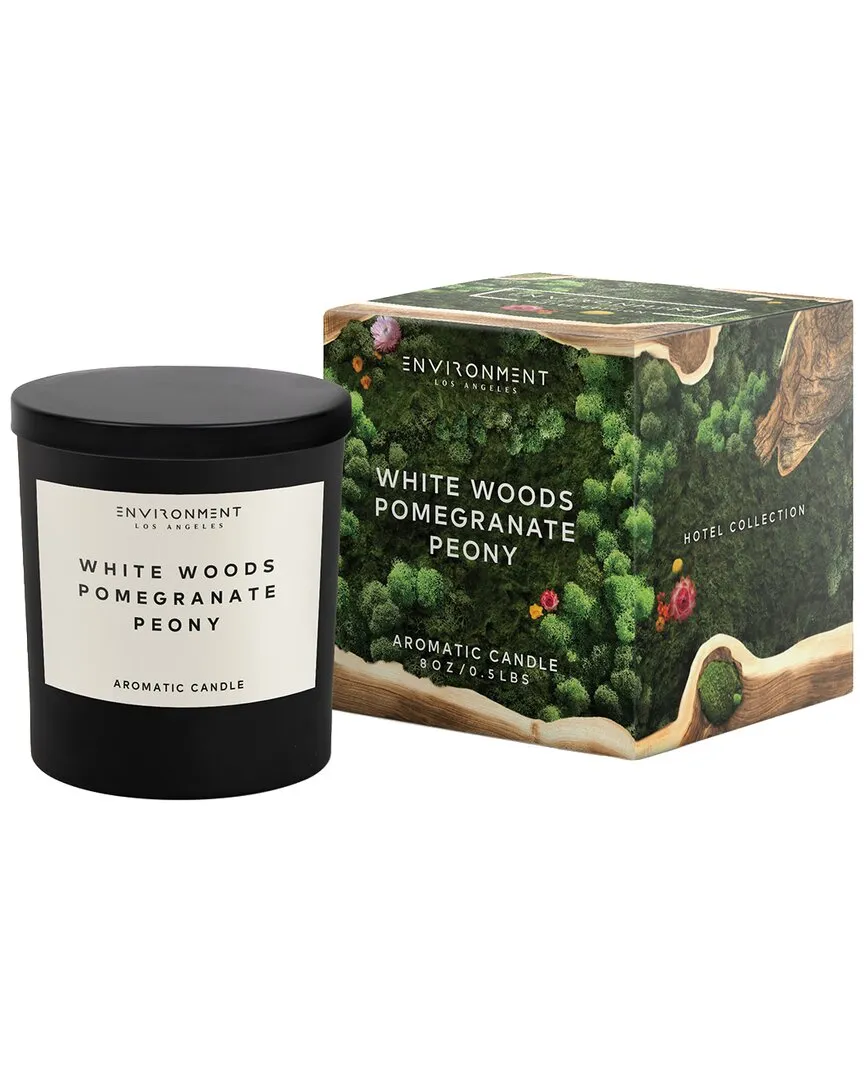8Oz Candle White Woods Pomegranate Peony - Black, Coconut Wax