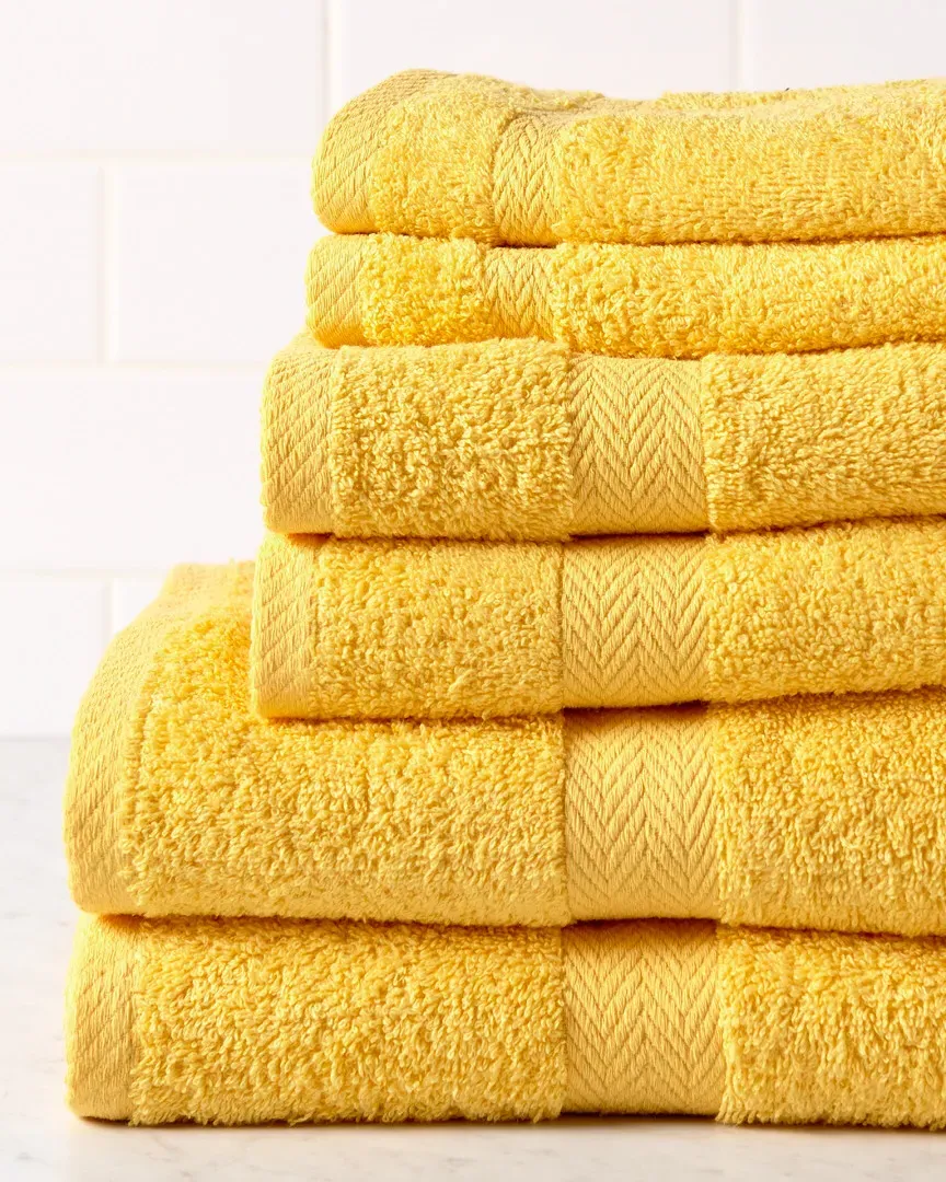 Deluxe 6-Piece Towel Set with Dobby - Canary, Cotton