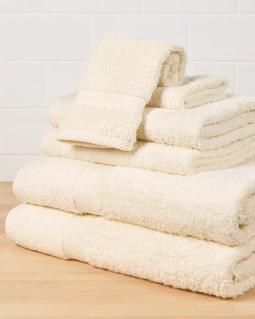 Deluxe 6-Piece Towel Set with Herringbone Dobby - Ecru
