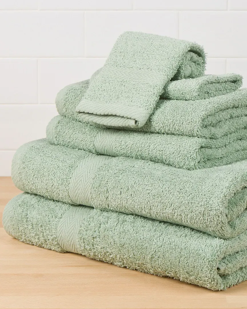Deluxe 6-Piece Towel Set with Herringbone Dobby - Pacific