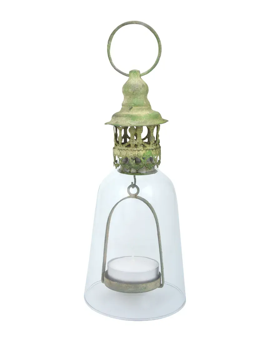 Aged Metal Tealight Holder - Green image