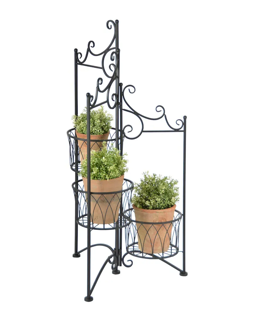 Folding Triple Pot Plant Stand - Black, Iron image
