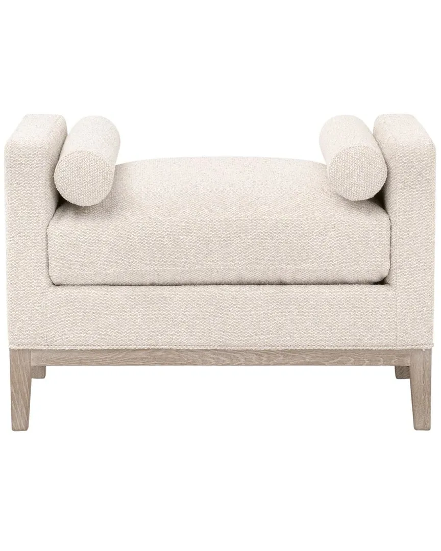 Keaton Upholstered Accent Stool - Beige, Oak image