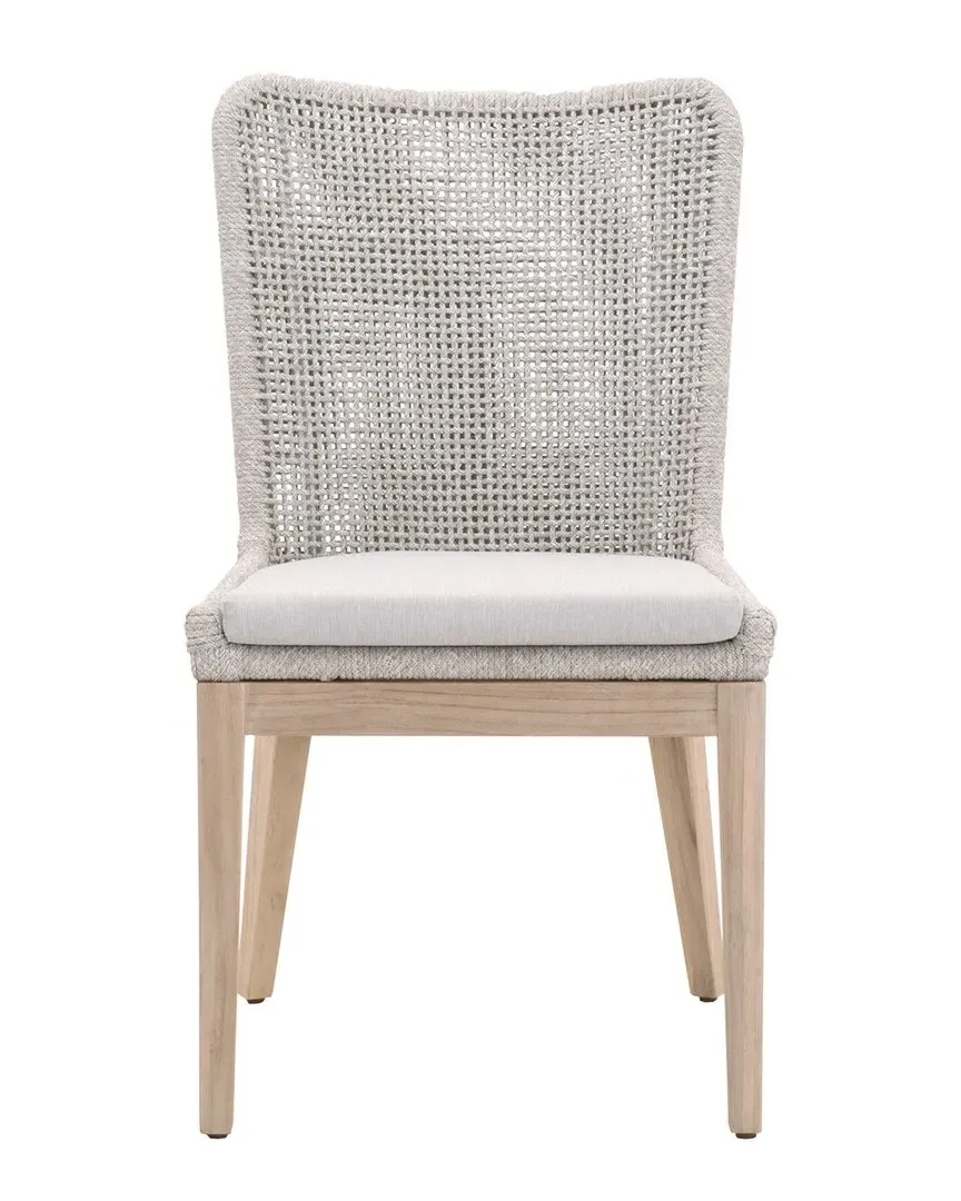 Mesh Set of 2 Outdoor Dining Chairs - Brown, Teak