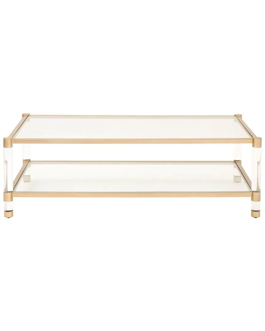 Nouveau Coffee Table with Storage - Brass, Glass image