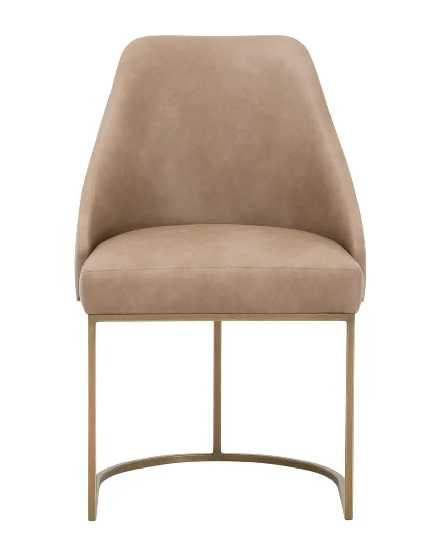 Parissa Set of 2 Dining Chairs - Tan, Vegan Leather