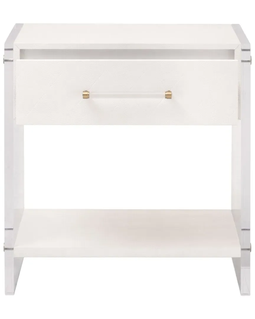 Sonia Shagreen 1-Drawer Nightstand - White image