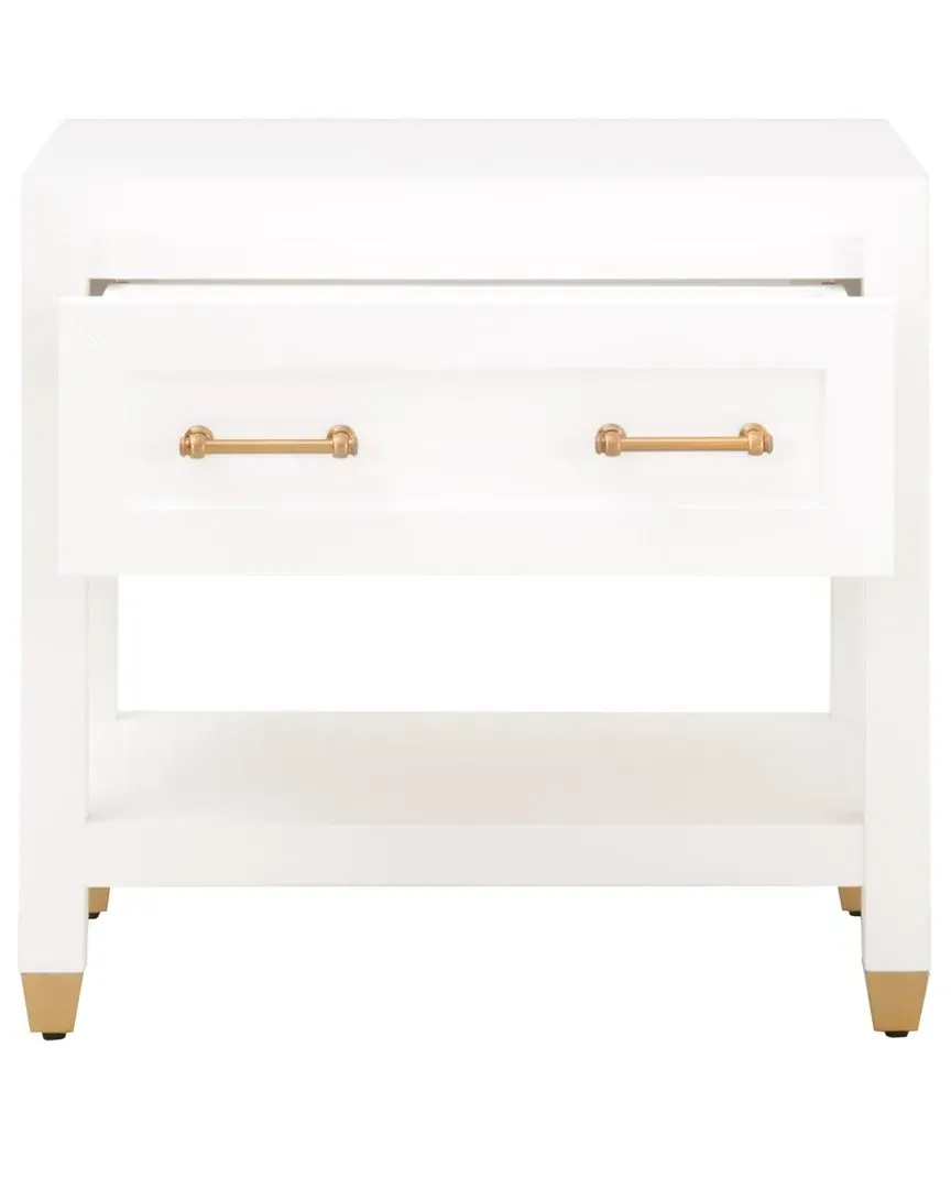 Stella 1-Drawer Nightstand - White, Rubberwood