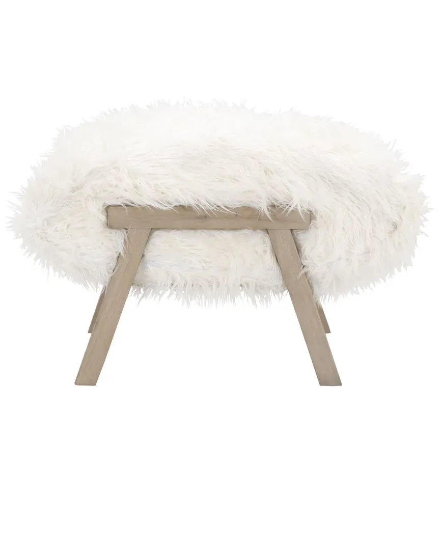 Tibet Ottoman - White, Faux Fur image
