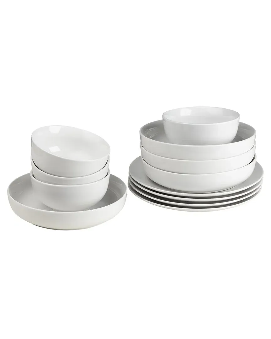 Euro Ceramica 12-Piece Dinnerware Set - White, Porcelain image