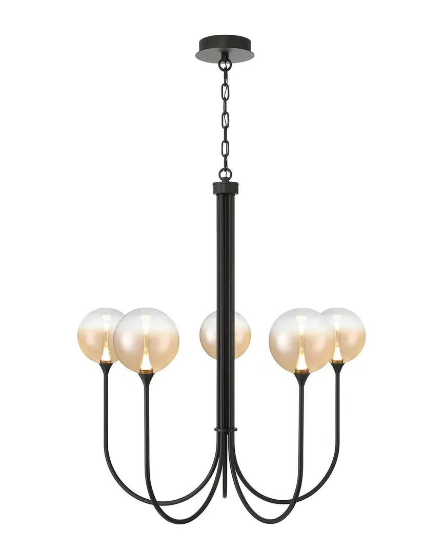 Iissa 5-Light Chandelier - Matte Black, Amber Glass