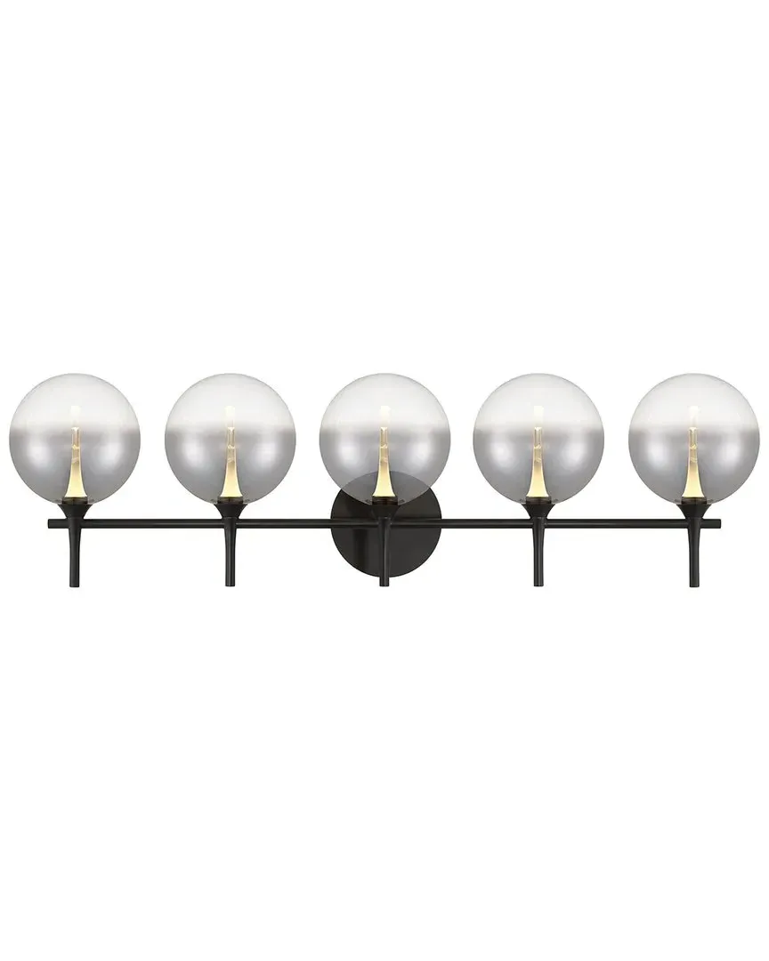 Iissa 5-Light Vanity Light - Matte Black, Smoked Glass