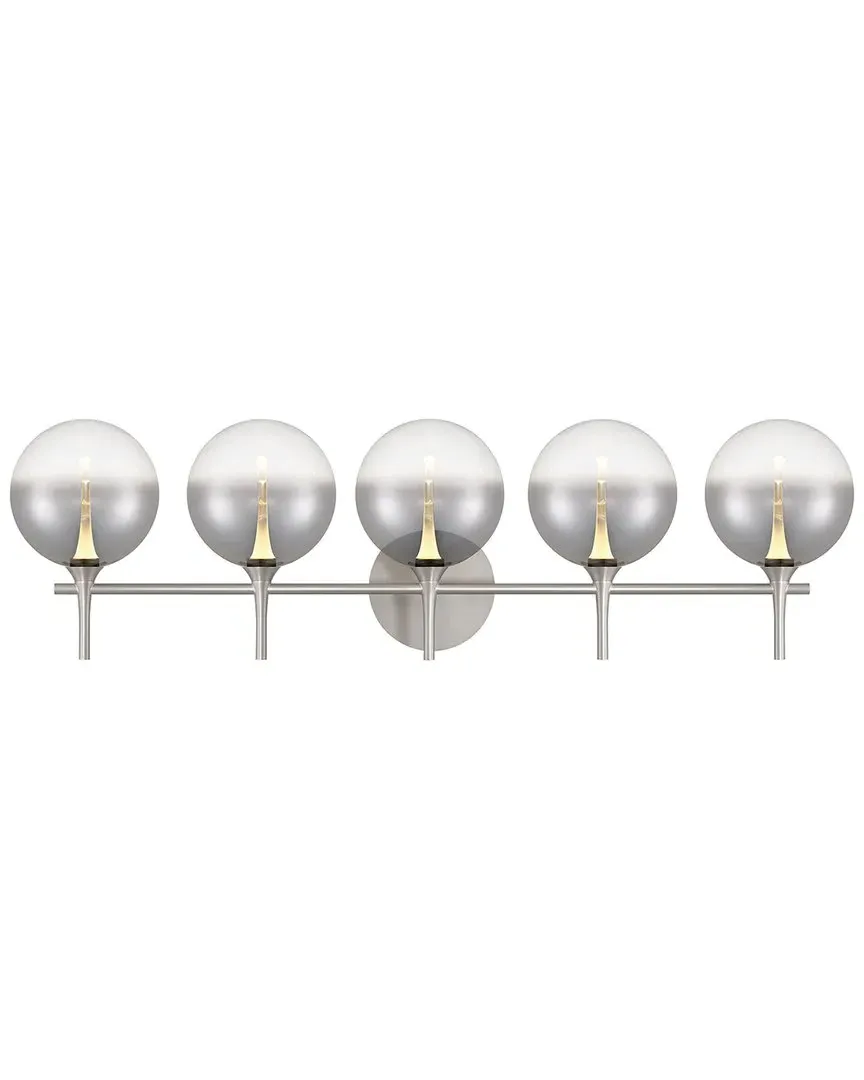 Iissa 5-Light Vanity Light - Satin Nickel, Smoked Glass