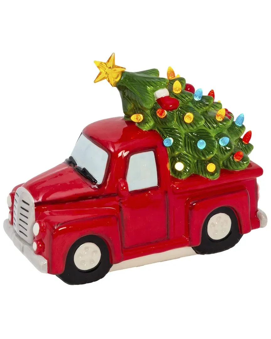 9.6in Lighted Dolomite Holiday Truck with Tree - Red image