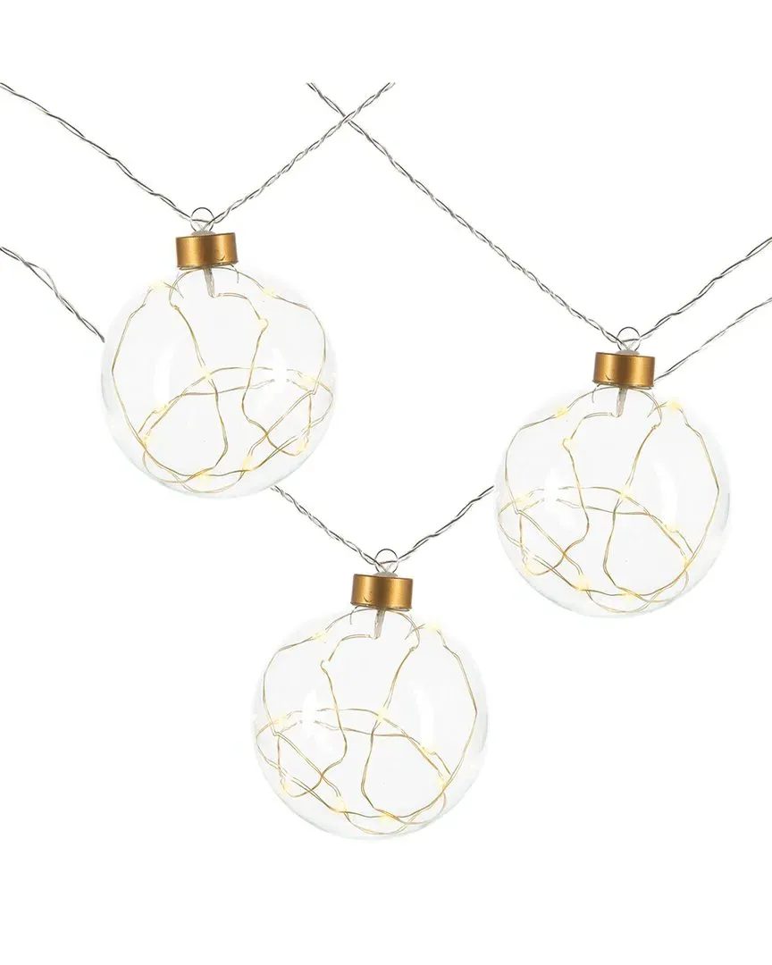 Glass Christmas Ornament Garland with Gold String Lights - Clear image