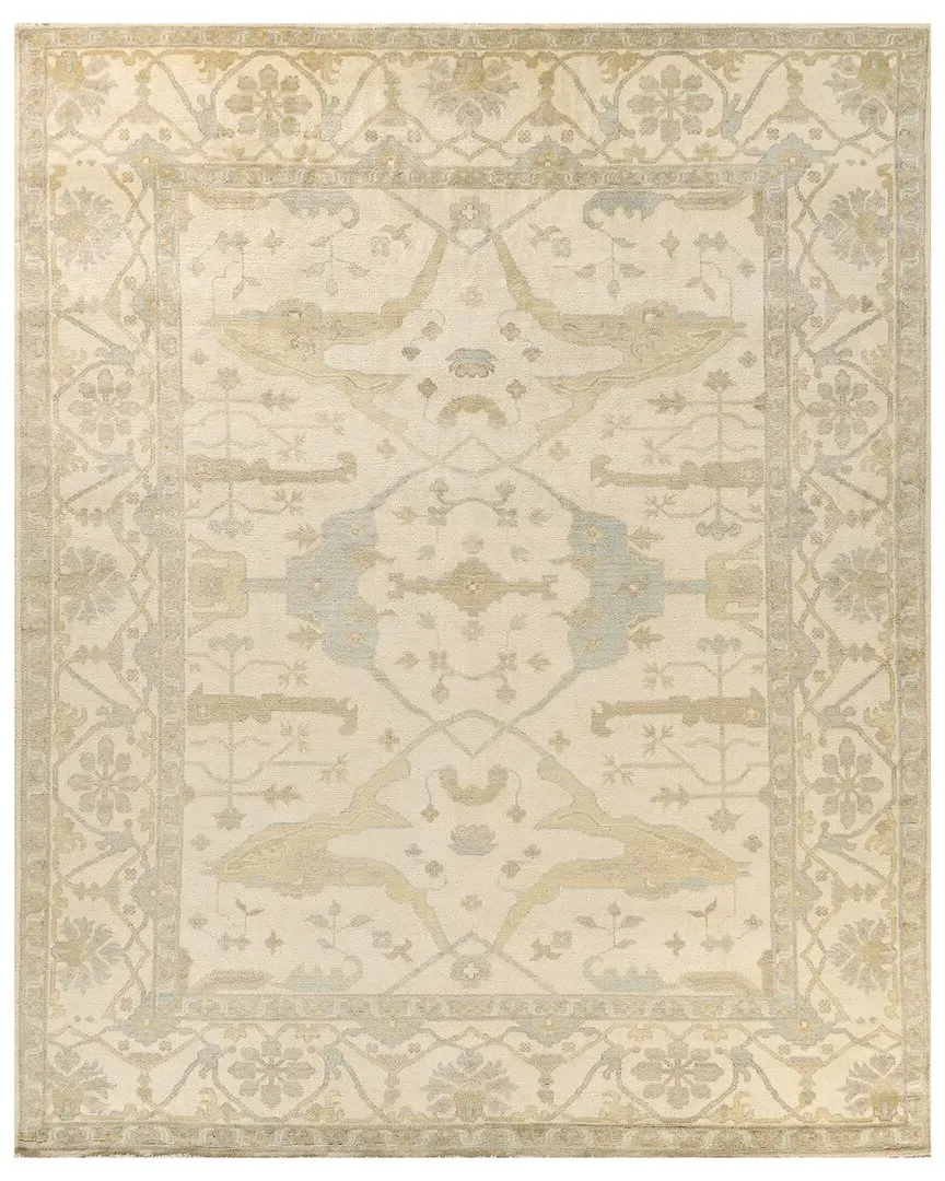 Antique Weave Oushak Hand-Knotted Area Rug - Beige, New Zealand Wool
