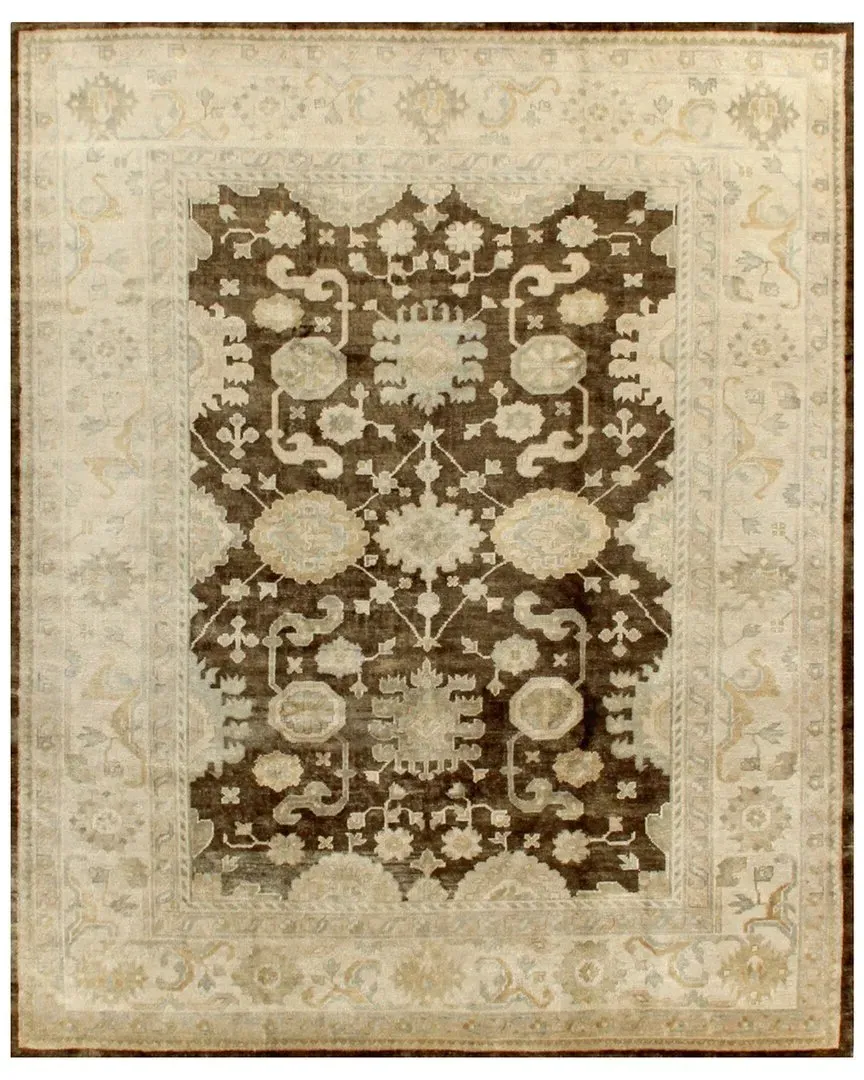 Antique Weave Oushak Hand-Knotted Area Rug - Brown, New Zealand Wool