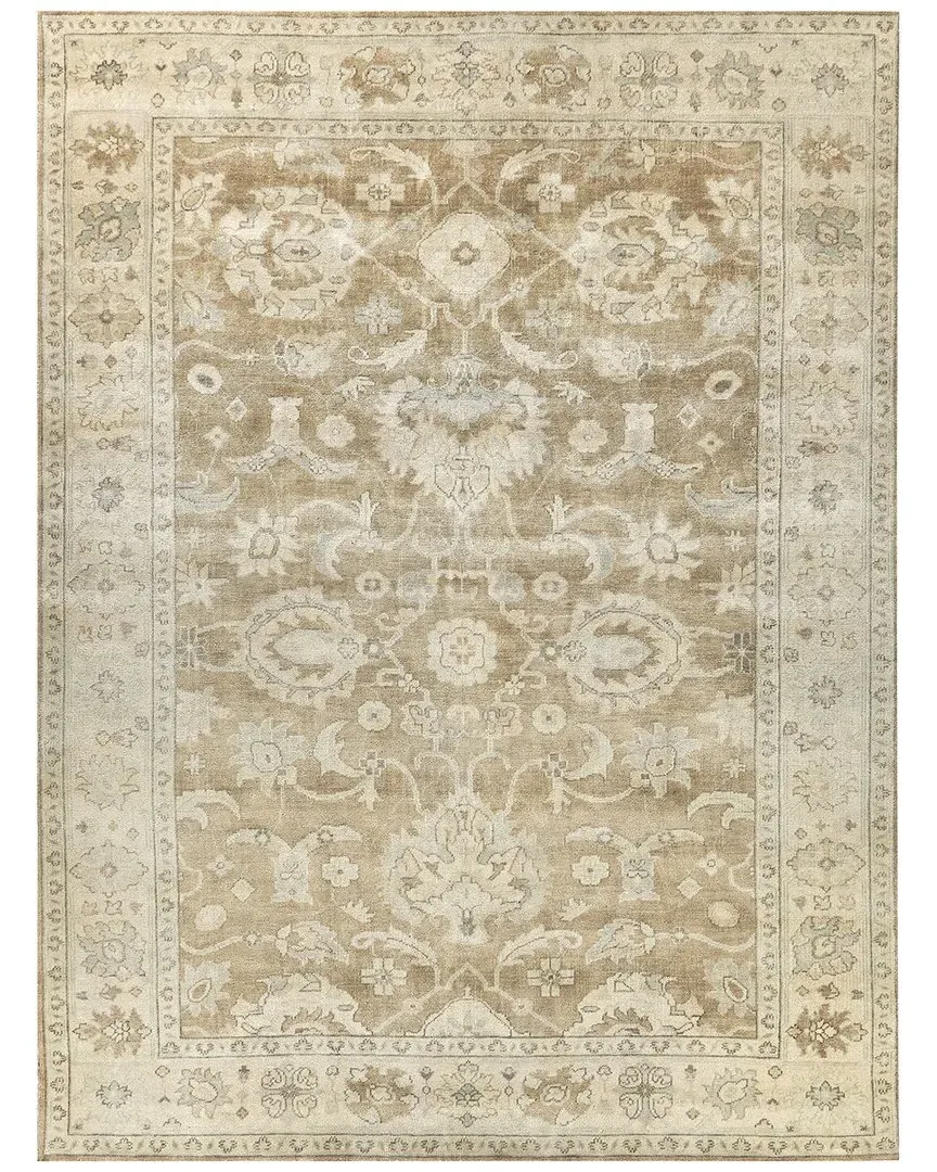 Antique Weave Oushak Hand-Knotted Area Rug - Brown, New Zealand Wool