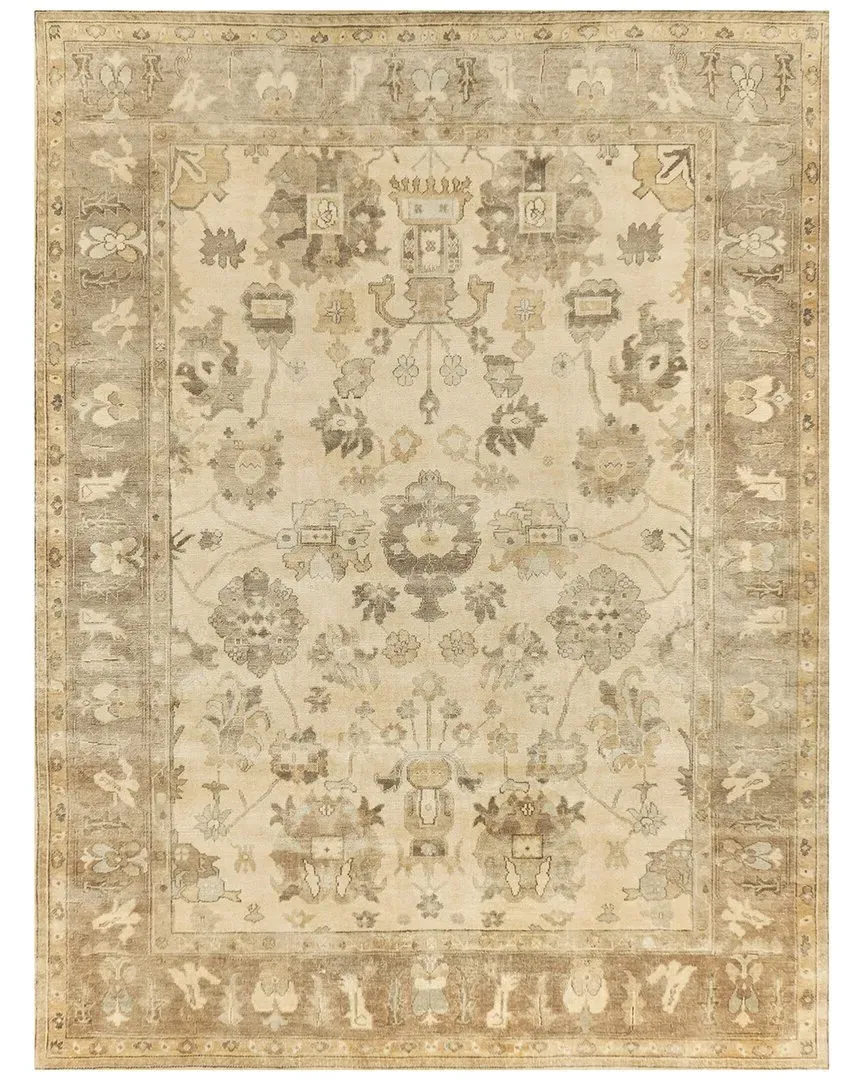 Antique Weave Oushak Hand-Knotted Area Rug - Ivory, New Zealand Wool