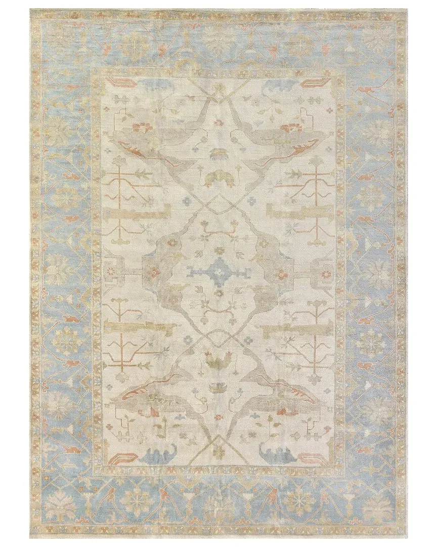 Antique Weave Oushak Hand-Knotted Area Rug - Ivory, New Zealand Wool