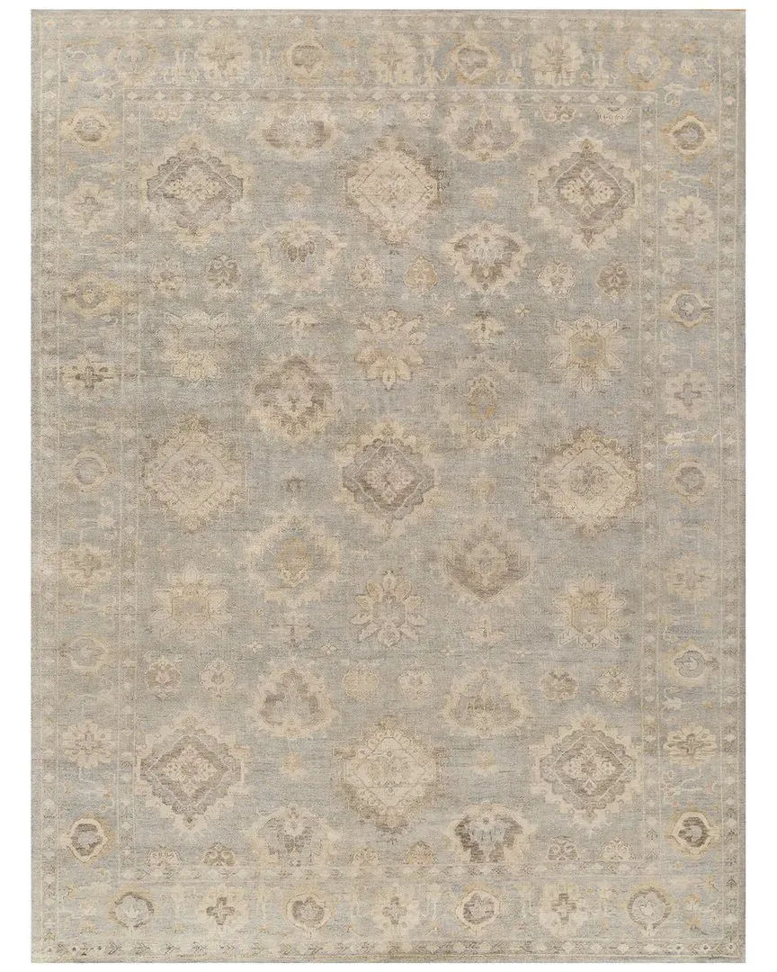 Antique Weave Oushak Hand-Knotted Area Rug - Light Blue, New Zealand Wool