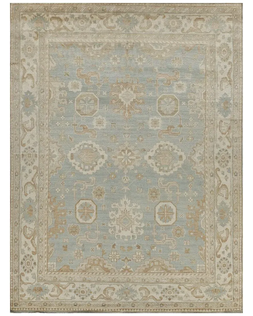 Antique Weave Oushak Hand-Knotted Rug - Light Blue, New Zealand Wool