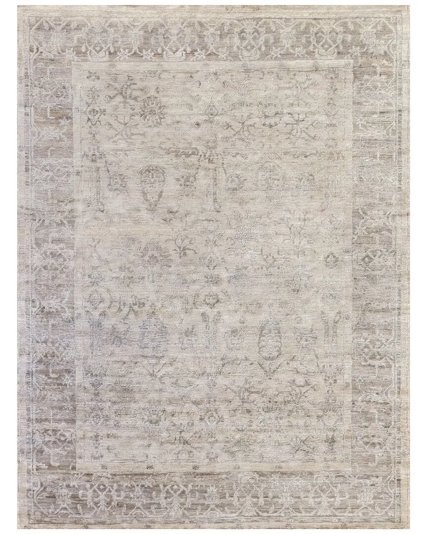 Antique'd Silk Hand-Knotted Rug - Beige, Bamboo Silk image