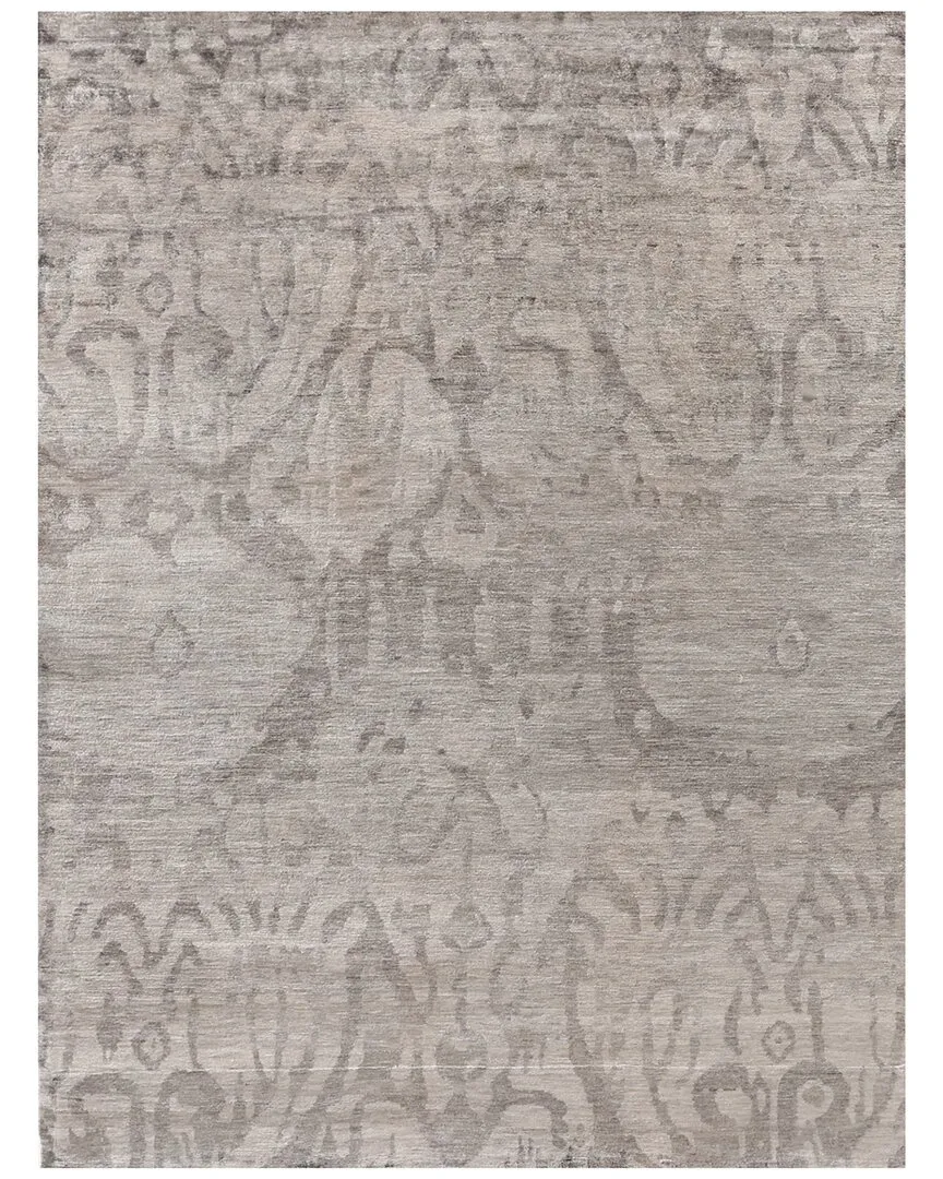 Antique'd Silk Hand-Knotted Rug - Taupe, Bamboo Silk