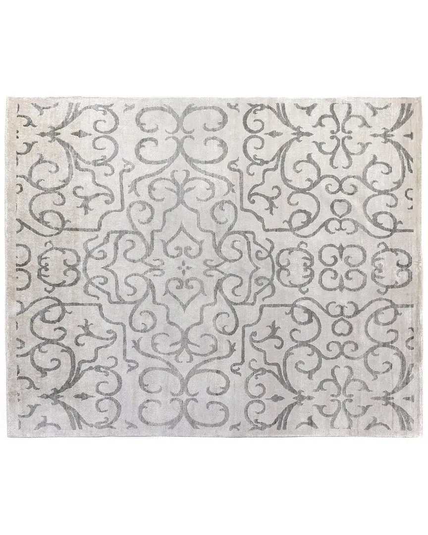 Bamboo Silk Hand-Knotted Rug - Ivory Silver