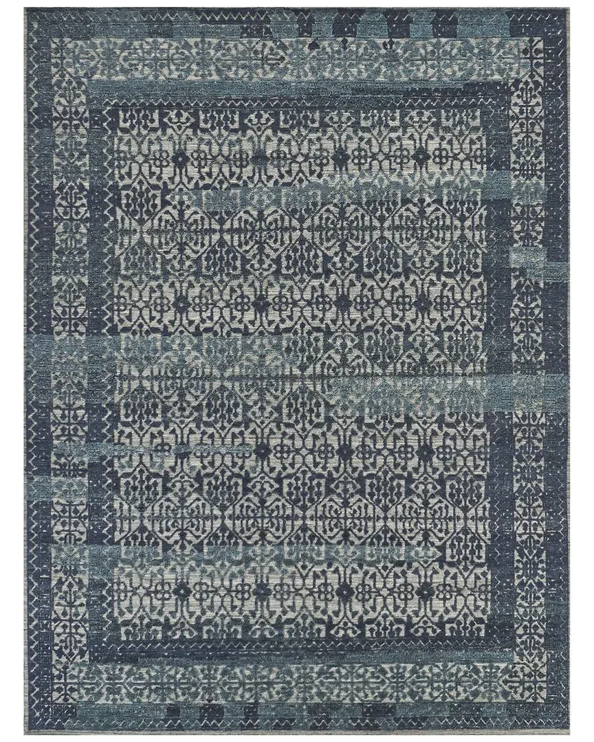 Cadence Hand-Knotted Rug - Navy Blue, Wool & Silk-Blend