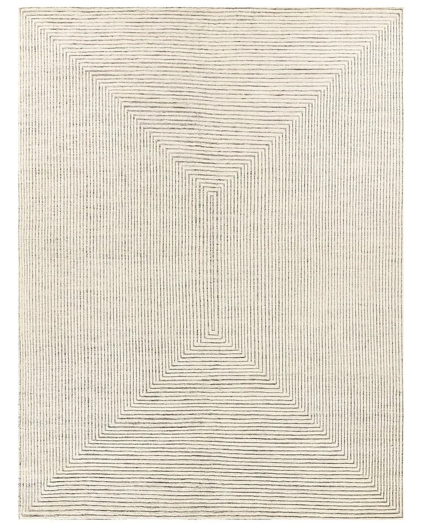 Crescent Hand-Knotted Area Rug - Ivory, New Zealand Wool
