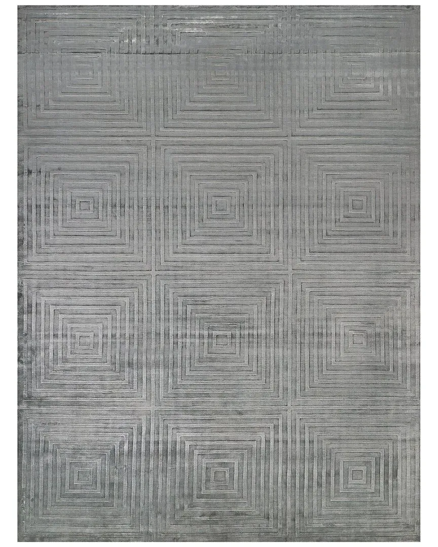 Dove Embossed Hand-Loomed Area Rug - Aqua, Viscose & Cotton