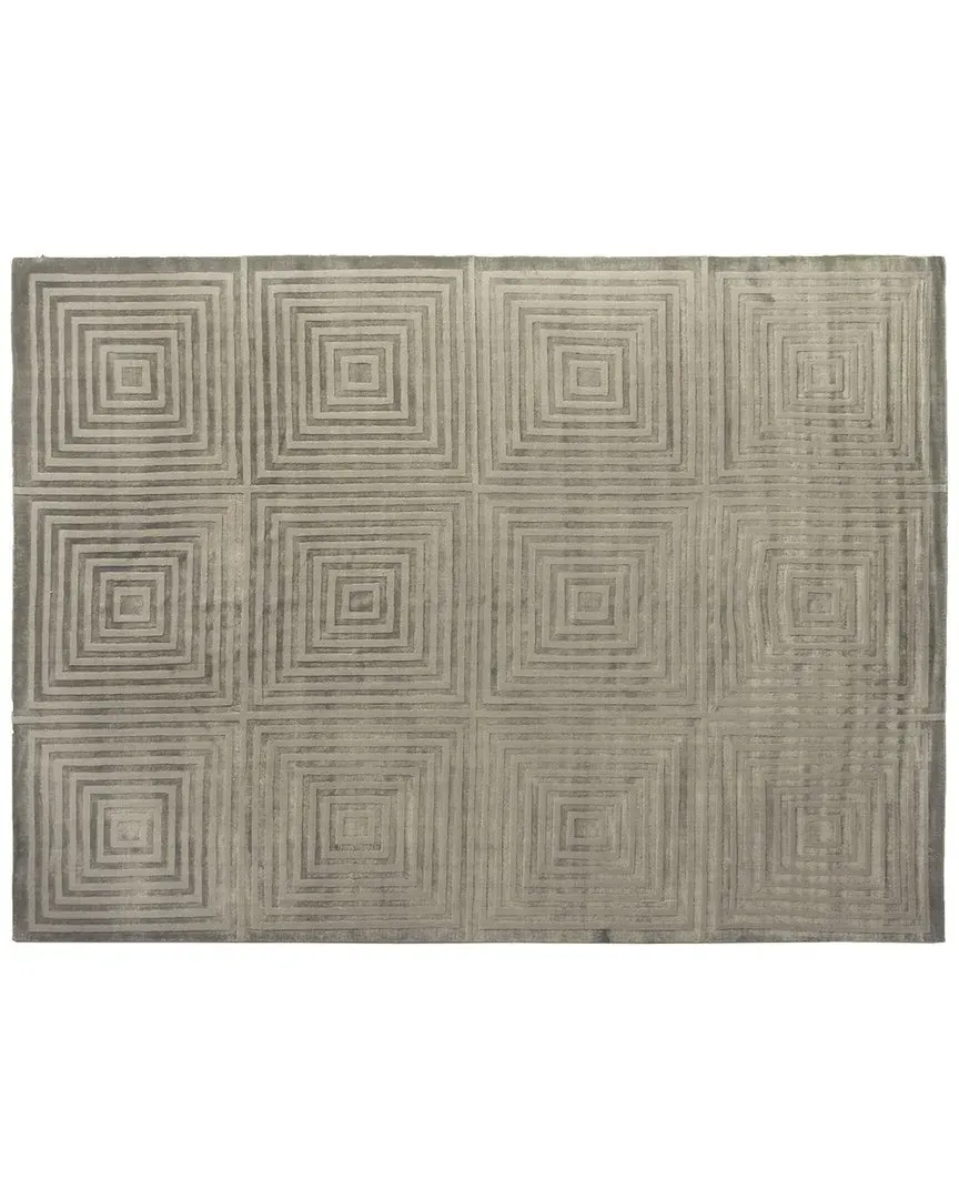 Dove Embossed Hand-Loomed Area Rug - Dark Gray, Viscose & Cotton