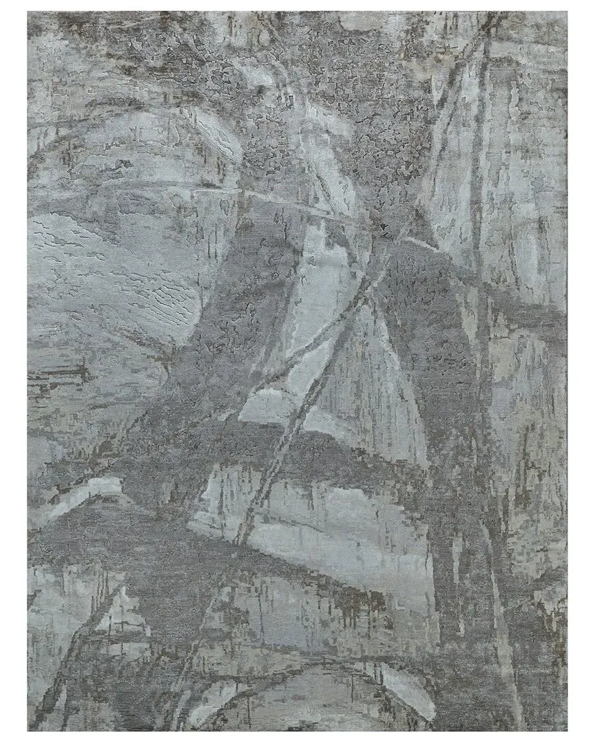 Floor Art Hand Knotted Area Rug - Ivory, Bamboo Silk