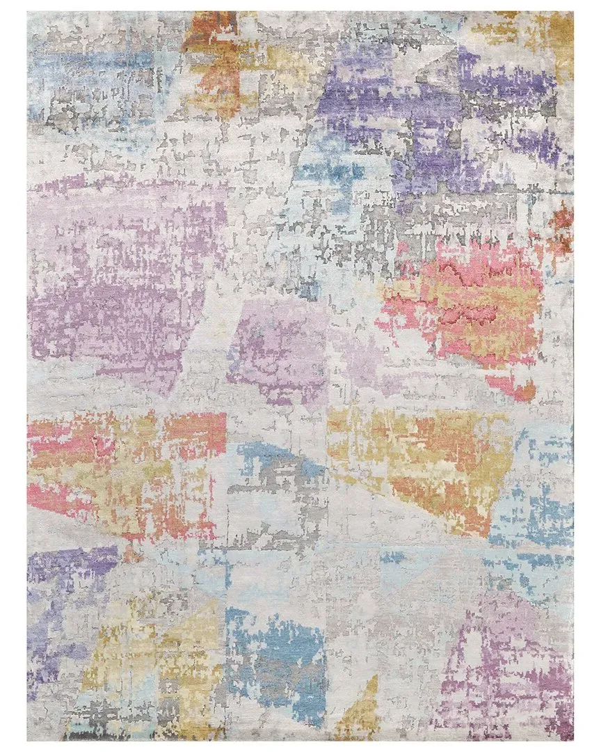 Floor Art Hand Knotted Area Rug - Ivory, Bamboo Silk