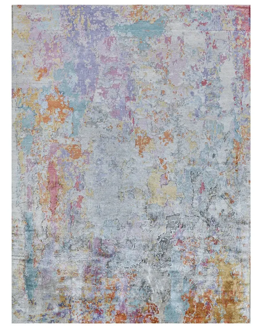 Floor Art Hand Knotted Area Rug - Ivory, Bamboo Silk
