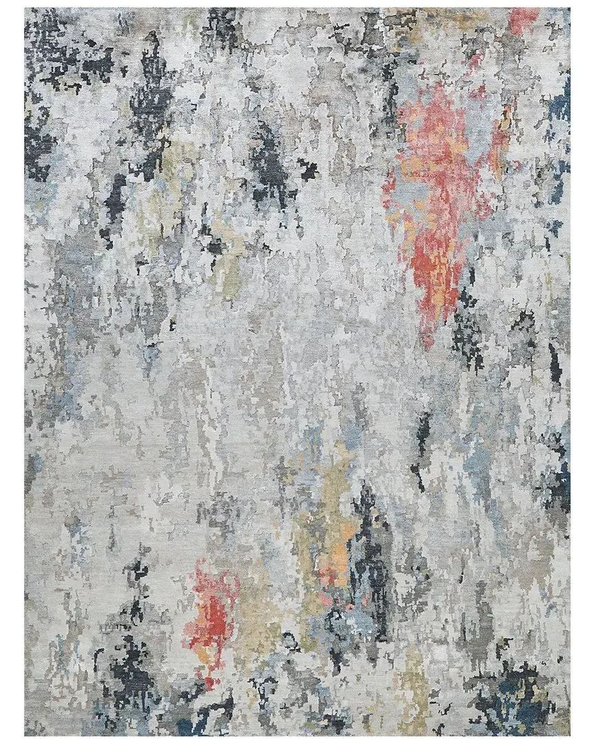 Floor Art Hand Knotted Area Rug - Silver, Bamboo Silk image