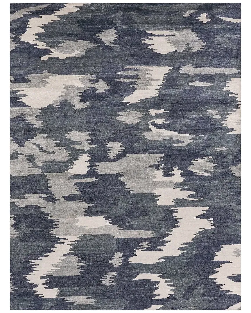 Hand-Knotted Area Rug - Navy Blue, Bamboo Silk image