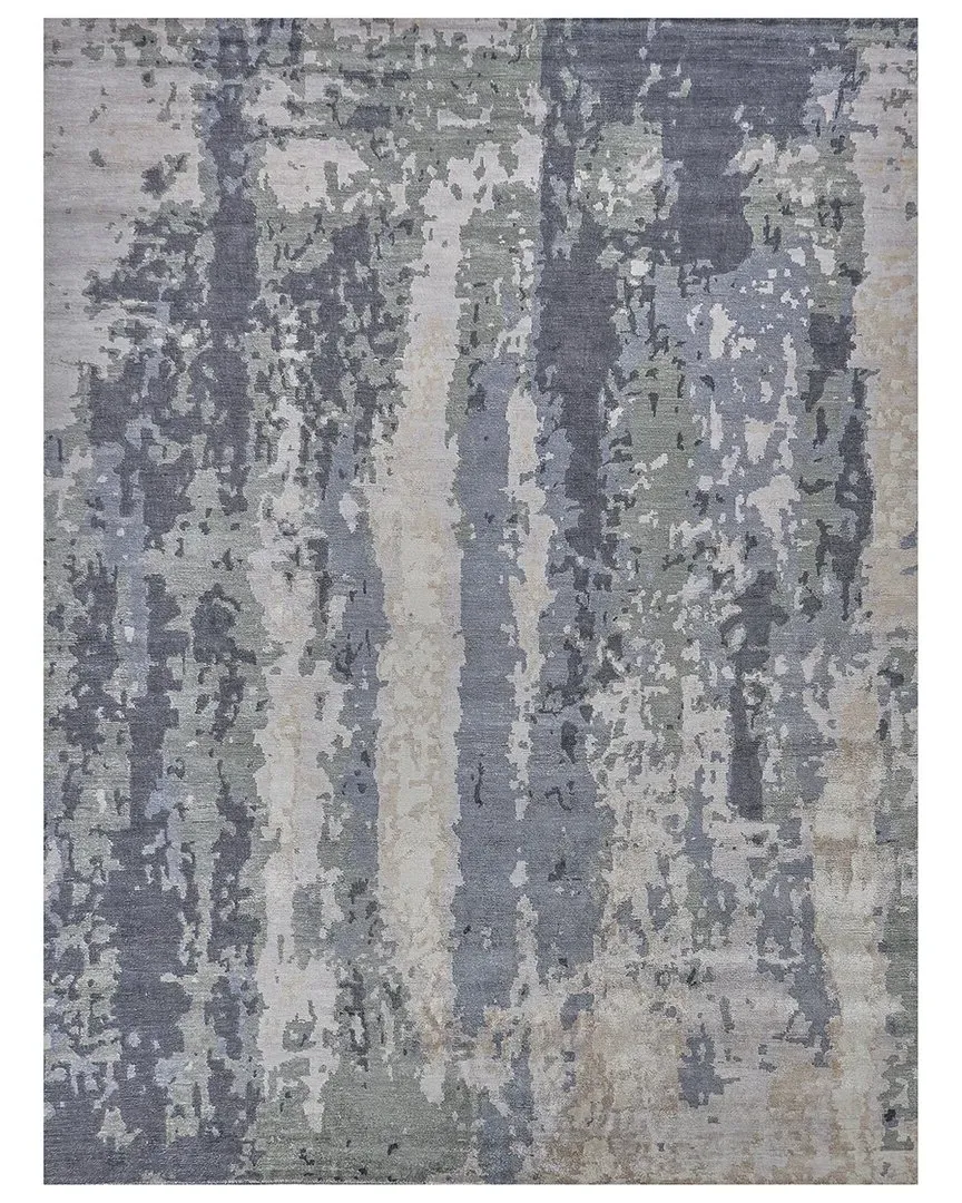Hand-Knotted Rug - Blue Gray, Bamboo Silk Cotton