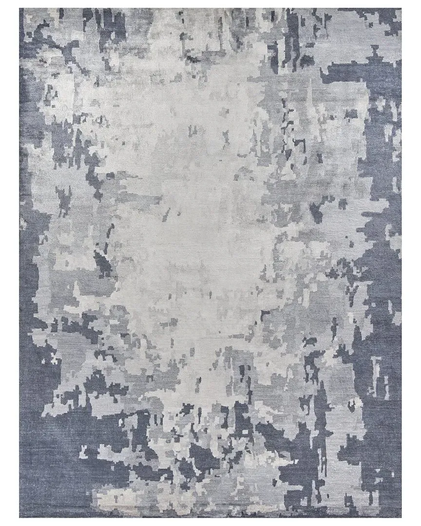 Hand-Knotted Rug - Blue Gray, Bamboo Silk Cotton image