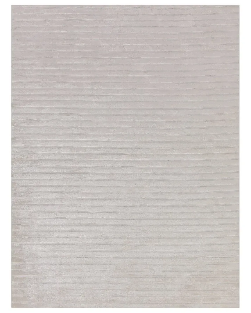 High Low Hand-Knotted Rug - White, Viscose image