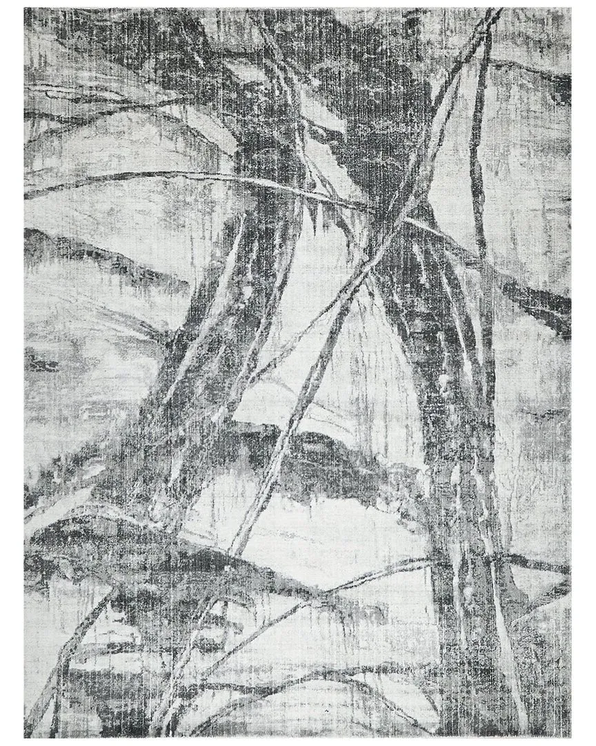 Kyoto Hand-Loomed Area Rug - Silver/Black, Wool/Bamboo Silk