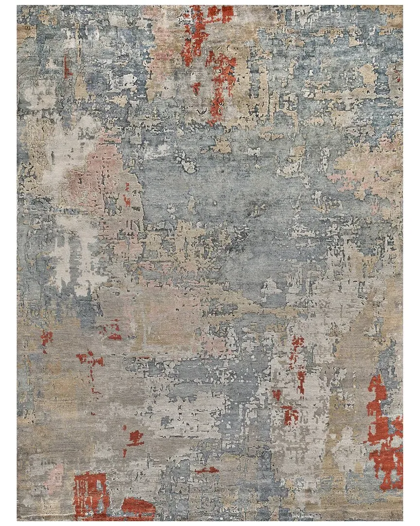 Laureno Hand-Knotted Area Rug - Blue, Bamboo Silk