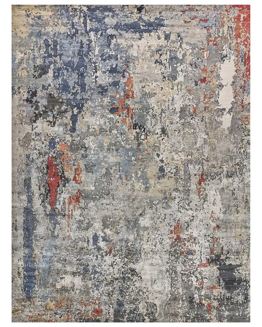 Laureno Hand Knotted Area Rug - Blue Grey, Bamboo Silk image